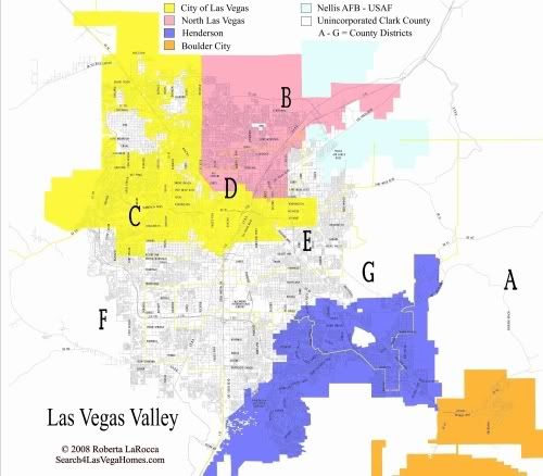 Las Vegas NV Valley Cities and County Map