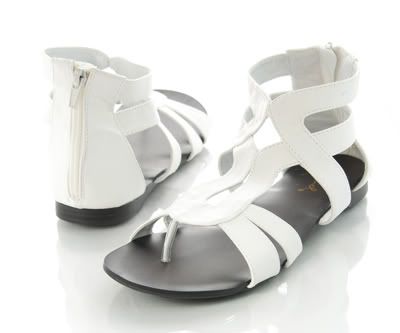 Qupid Shoes  Sale on Gladiator White Ankle Zip Strappy Flat Sandal Agency87   Ebay