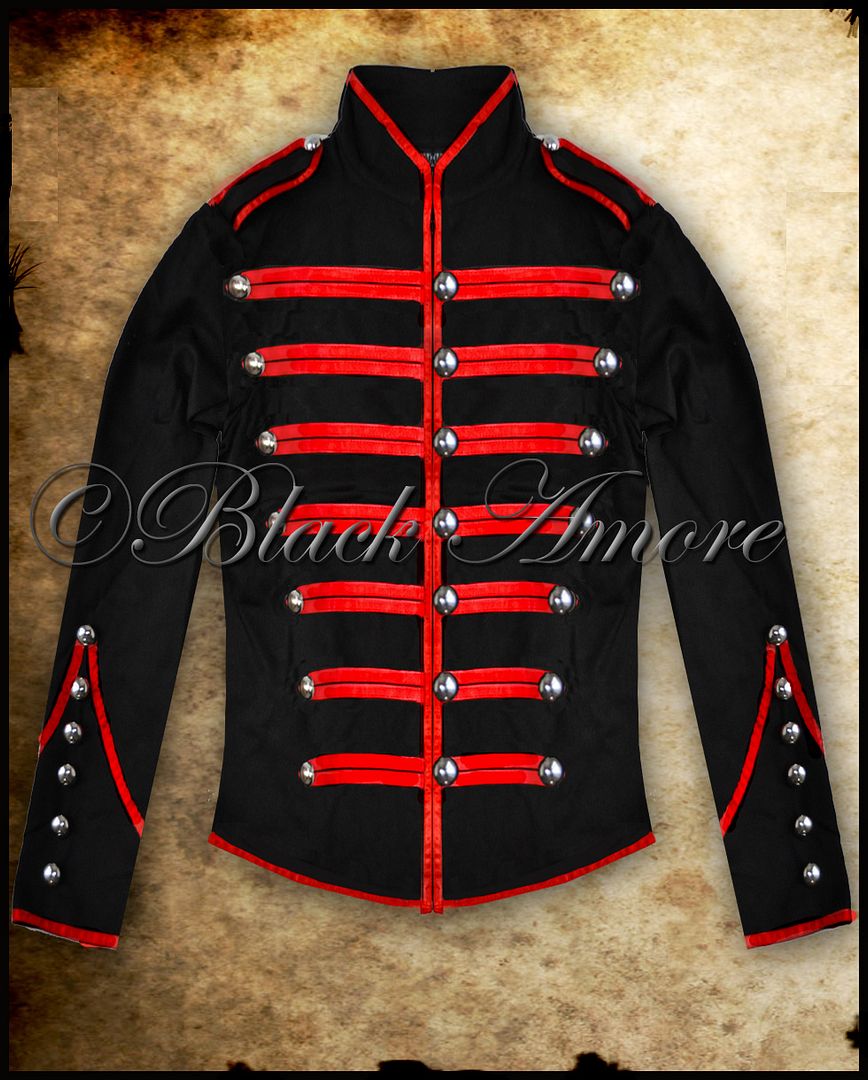 Steampunk Military Jacket Black Parade Drummer Hussar Band Emo