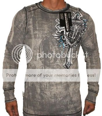 New Affliction Reversible Mural Thermal T Shirt S  
