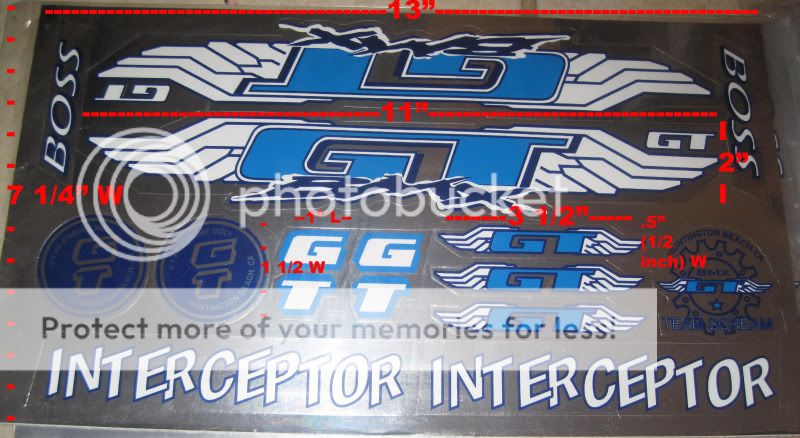 GT BMX Bike Bicycle Sticker Sheet Decals Various Mix Replica  