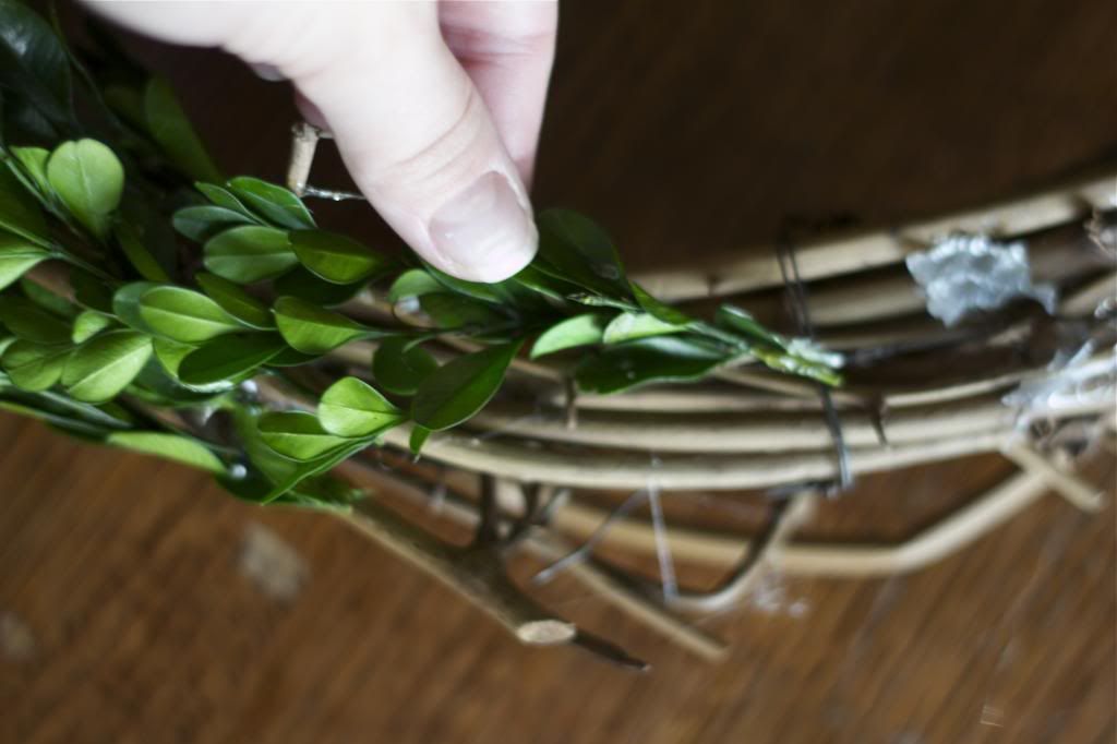 I have wanted a boxwood wreath for a long time. The price tag, not so much, Luckily I found an amazing deal on one, the only problem the shape.  See how I fixed that! 